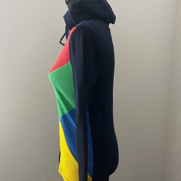LRL LAUREN ACTIVE RALPH LAUREN THERMAL HOODED COLOR BLOCK TOP Women's Size Small - Picture 5 of 11